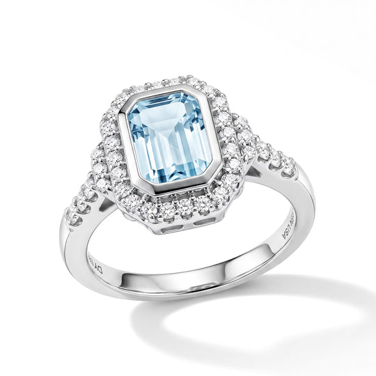 D'Joy AA Aquamarin, Moissanit Ring 925 Silber Rhodiniert (Größe 18.00) (10-16 Werktage Lieferzeit) ca. 1,88 ct
