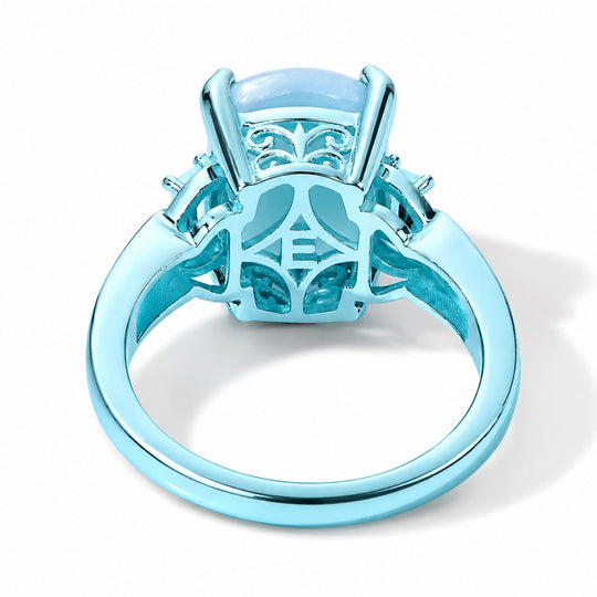 EVER TRUE AA Larimar, Weißer Zirkon Ring Reine Bronze Ion Blau Beschichtung (Größe 20.00) ca. 7,09 ct