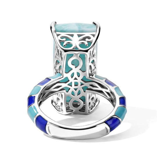 D'Joy AAA Larimar Ring 925 Silber Rhodiniert (Größe 17.00) ca. 13,49 ct