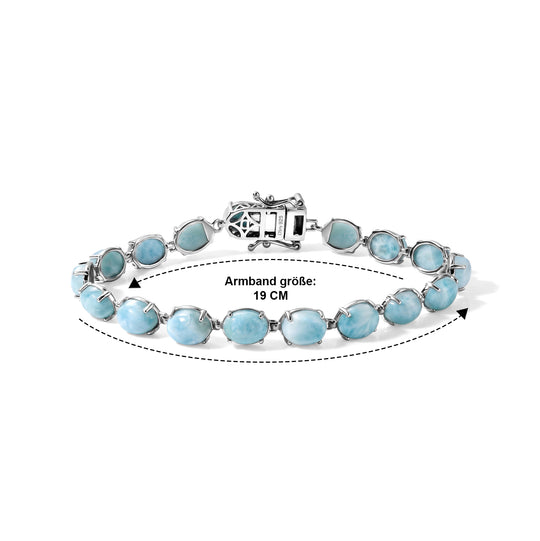 D'Joy AAA Larimar Armband ca. 18 cm 925 Silber Rhodiniert ca. 25,66 ct.