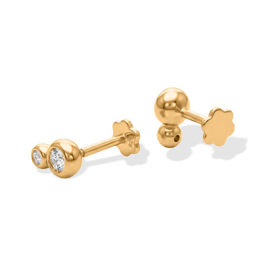 LUXURIANT DIAMOND - Lab Grown Diamant SI-GH Ohrringe 925 Silber 750 Gelbgold vermeil ca. 0.25 ct