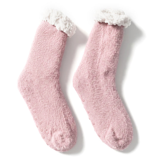 LIVMORE Sherpa-Kuschelsocken mit Schneeflockenmuster, 1 Paar, Bordeauxrot