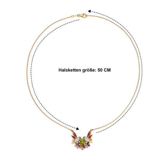 D'Joy AA Peridot, Roter Granat Halskette ca. 50 cm 925 Silber 750 Gelbgold vermeil ca. 3,82 ct.