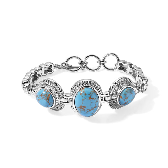 EVER TRUE Blaues Türkis Armband ca. 16.5 cm 316L Edelstahl ca. 14.82 ct
