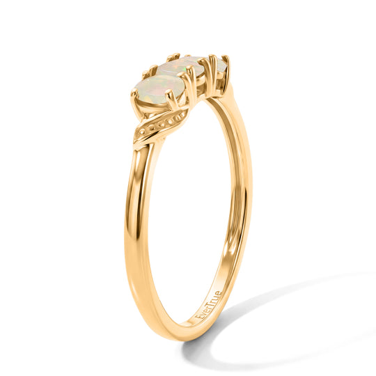 EverTrue AA natürlicher, äthiopischer Welo Opal Trilogie Ring, Messing mit Gelbgold E-Beschichtung - 0,60 ct.