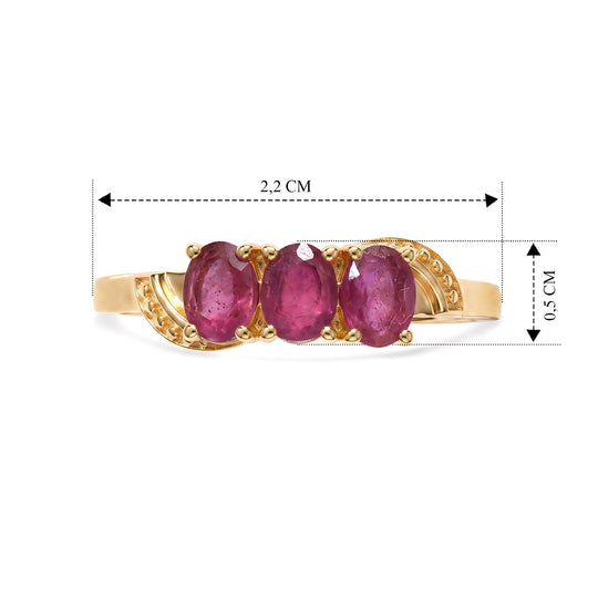 EverTrue afrikanischer Rubin Trilogie Ring, Messing mit Gelbgold E-Beschichtung - 0,60 ct.