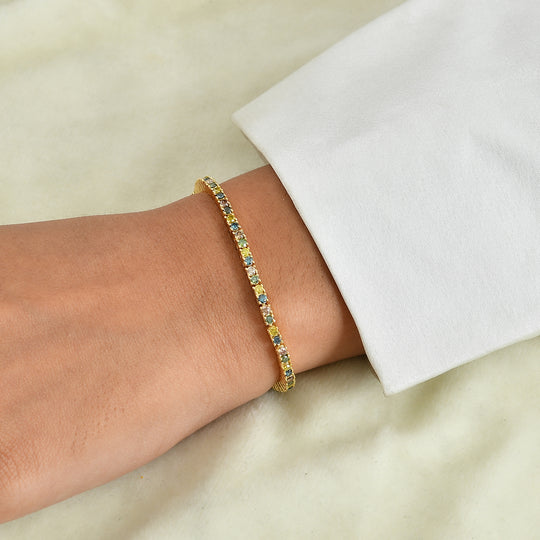 D'Joy mehrfarbiges Diamant Eternity 19cm Armband, 925 Silber 750 Gelbgold Vermeil - 3 ct.