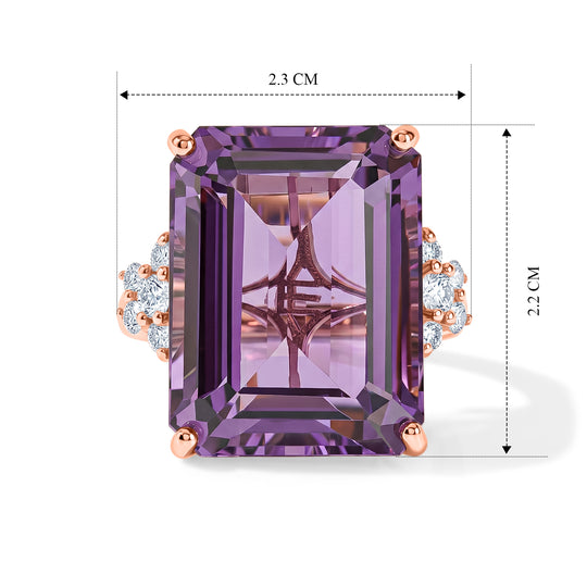 EVER TRUE AA Rose De France Amethyst, Weißer Zirkon Ring 950 Kupfer (Größe 18.00) ca. 22,68 ct