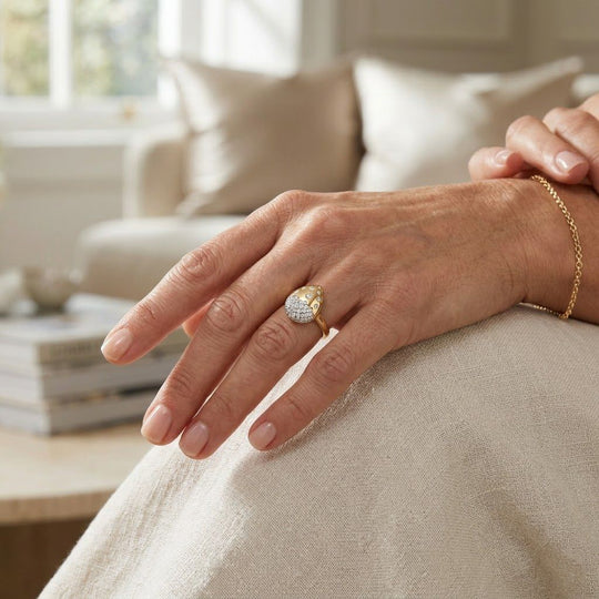 LUXURIANT DIAMOND - Lab Grown Diamant SI-GH SGL zertifiziert Ring 925 Silber 750 Gelbgold vermeil (Größe 17.00) ca. 0,50 ct