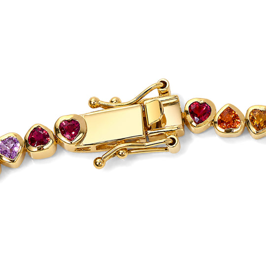 D'Joy AA Mehrfarbig Saphir Armband ca. 20 cm 925 Silber 750 Gelbgold vermeil ca. 7,24 ct.