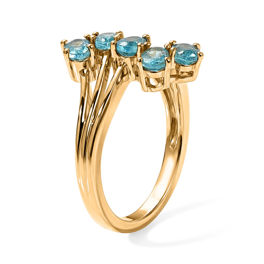 EverTrue AA blauer Apatit Ring, Bronze mit Gelbgold E-Beschichtung - 1,35 ct.