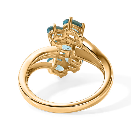 EverTrue AA blauer Apatit Ring, Bronze mit Gelbgold E-Beschichtung - 1,35 ct.