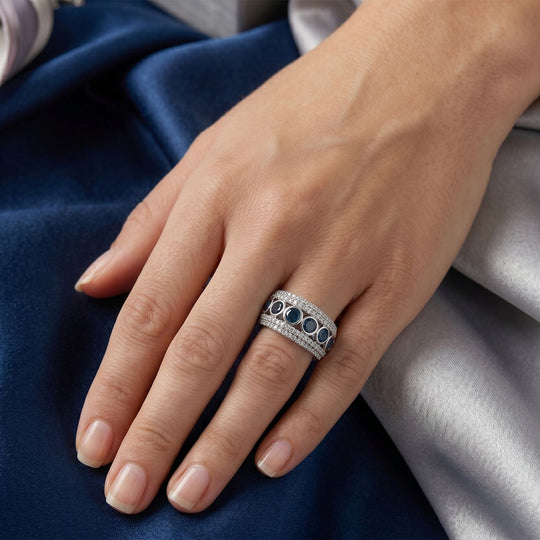 D'Joy Blauer Diamant (IR) Ring 925 Silber Rhodiniert (Größe 21.00) ca. 2.99 ct