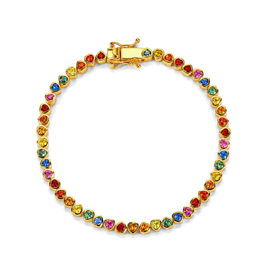 D'Joy AA Mehrfarbig Saphir Armband ca. 20 cm 925 Silber 750 Gelbgold vermeil ca. 7,24 ct.