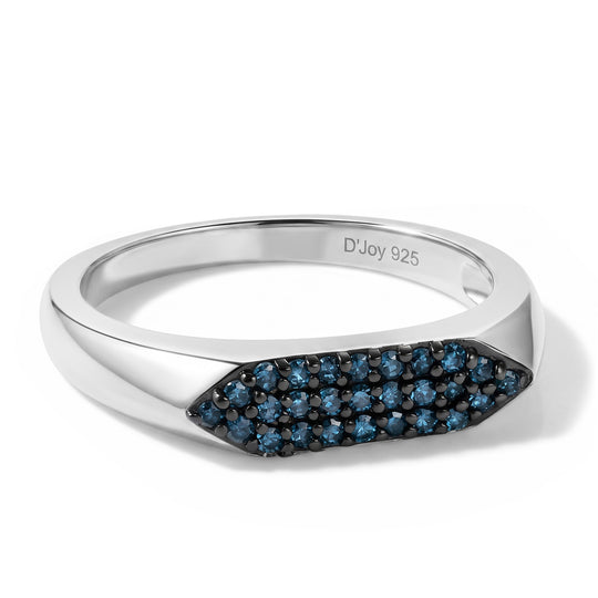 D'Joy Blauer Diamant (IR) Ring 925 Silber Rhodiniert (Größe 17.00) ca. 0.24 ct
