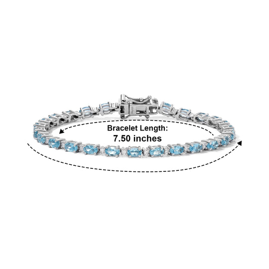 D'Joy AA blaues Apatit und Moissanit 20cm Armband, 925 Silber rhodiniert - 8,34 ct.