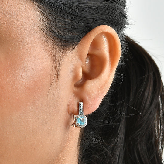 D'Joy AA blaue Apatit Ohrringe, 925 Silber platiniert - 2,24 ct.