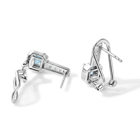 D'Joy AA blaue Apatit Ohrringe, 925 Silber platiniert - 2,24 ct.