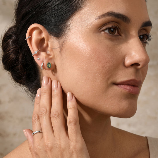 D'Joy grüne Apatit Ohrringe, 925 Silber 750 Gelbgold Vermeil - 1,58 ct.