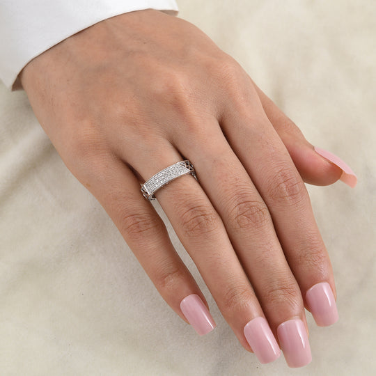 D'Joy weißer Diamant Half Eternity Ring, 925 Silber rhodiniert - 0,25 ct.