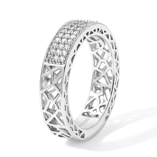 D'Joy weißer Diamant Half Eternity Ring, 925 Silber rhodiniert - 0,25 ct.