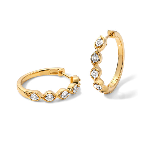 EverTrue weiße Diamant Ohrringe, Messing mit Gelbgold E-Beschichtung - 0,15 ct.