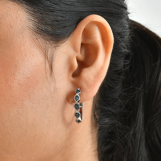 EverTrue blaue Diamant Ohrringe, Messing mit Platin E-Beschichtung - 0,15 ct.