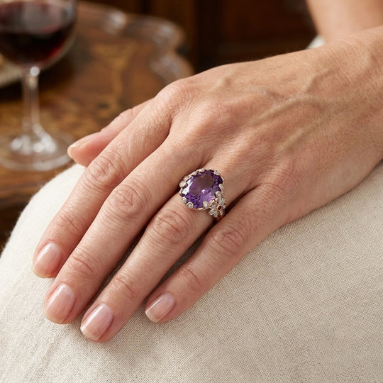 D'Joy AA Rose De France Amethyst, Orissa Rose Granat Ring 925 Silber 750 Roségold vermeil (Größe 17.00) ca. 10,22 ct