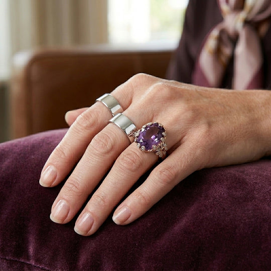D'Joy AA Rose De France Amethyst, Orissa Rose Granat Ring 925 Silber 750 Roségold vermeil (Größe 17.00) ca. 10,22 ct
