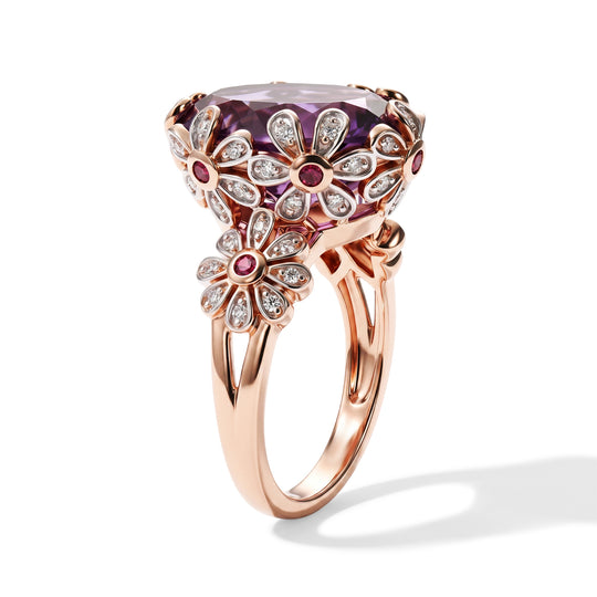 D'Joy AA Rose De France Amethyst, Orissa Rose Granat Ring 925 Silber 750 Roségold vermeil (Größe 17.00) ca. 10,22 ct