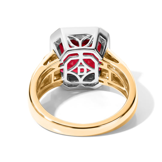 D'Joy Rubin Feuer Triplett Quarz und Zirkon Ring, 925 Silber platiniert und vergoldet - 5,68 ct.