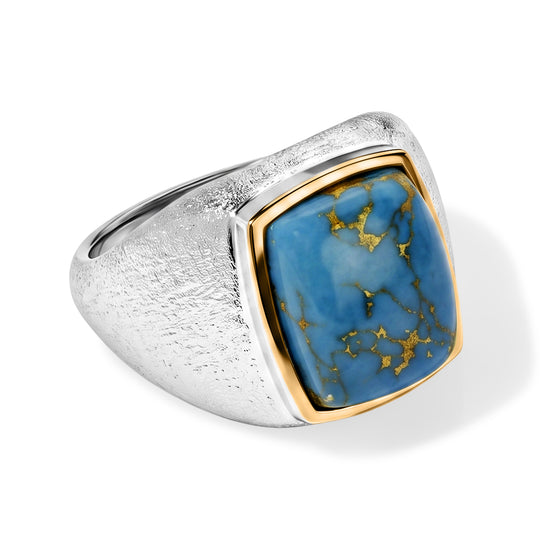 EverTrue blauer Türkis Ring, Bronze mit Platin E-Beschichtung - 5.58 ct.