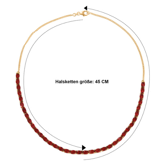 D'Joy Rubin Feuer Triplett Quarz 45cm Halskette, 925 Silber 750 Gelbgold Vermeil - 20,12 ct.