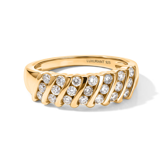 LUXURIANT DIAMOND - Lab Grown Diamant SGL zertifiziert SI-GH Ring 925 Silber 750 Gelbgold vermeil (Größe 21.00) ca. 0,50 ct