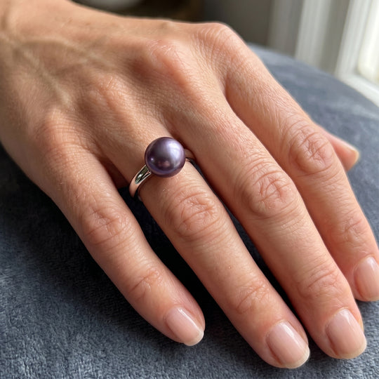 D'Joy lila Edison Perle (10-11 mm) Ring, 925 Silber rhodiniert
