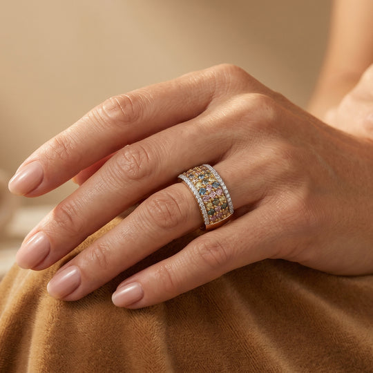 LUXURIANT SGL zertifizierter SI-GH Labor Diamant Ring, 925 Silber 750 Gelbgold Vermeil - 1,26 ct.