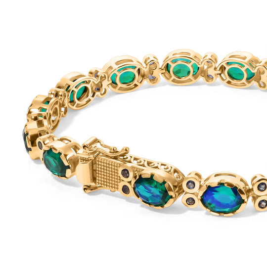D'Joy Pfau Quarz Triplette, Iolit Armband ca. 19 cm 925 Silber 750 Gelbgold vermeil ca. 19,88 ct.