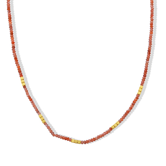 Hämatit, Mehrfarbig Edelsteine Halskette ca. 53.25 cm 316L Edelstahl Vergoldet ca. 70.00 ct