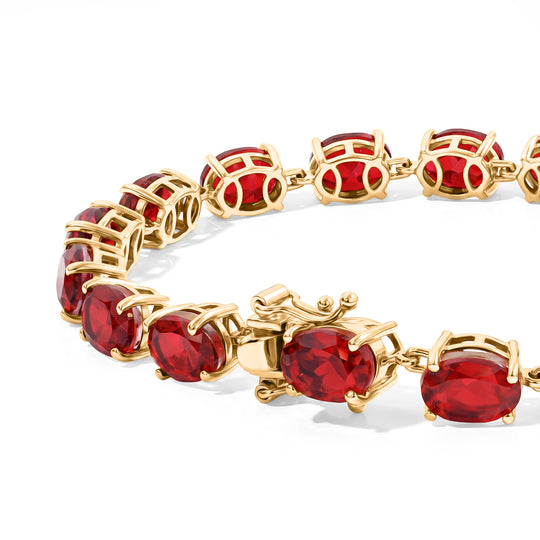 D'Joy Rubin Feuer Triplett Quarz 19cm Armband, 925 Silber 750 Gelbgold Vermeil - 27 ct.