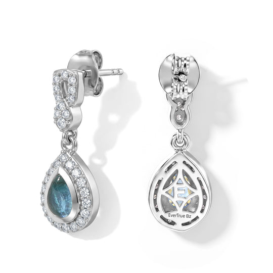 EverTrue milchige Aquamarin Ohrringe, Bronze mit Platin E-Beschichtung - 1,66 ct.