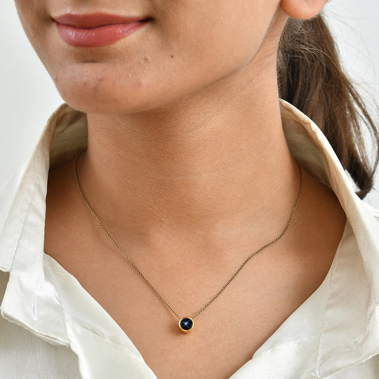 D'Joy AA blauer Stern Saphir Anhänger, 925 Silber 750 vergoldet - 1,37 ct.