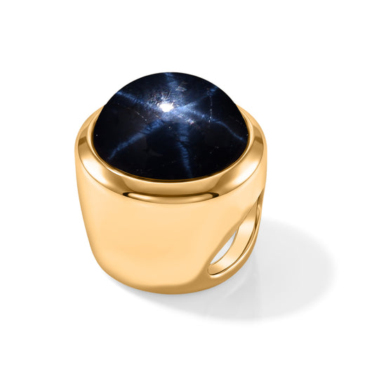 D'Joy AA blauer Stern Saphir Anhänger, 925 Silber 750 vergoldet - 1,37 ct.