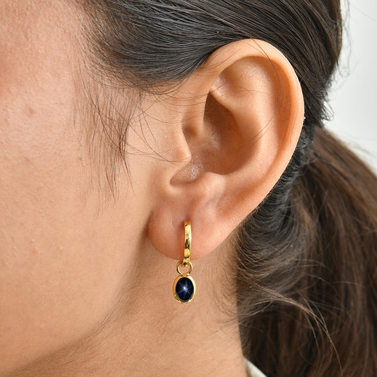 D'Joy AA blaue Stern Saphir Ohrringe, 925 Silber 750 vergoldet - 2,84 ct.