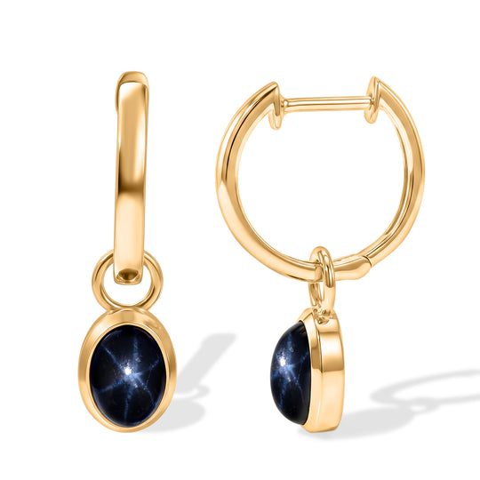 D'Joy AA blaue Stern Saphir Ohrringe, 925 Silber 750 vergoldet - 2,84 ct.