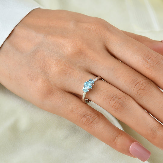 EVER TRUE Blauer Zirkon Ring 950 Kupfer (Größe 20.00) ca. 1,27 ct