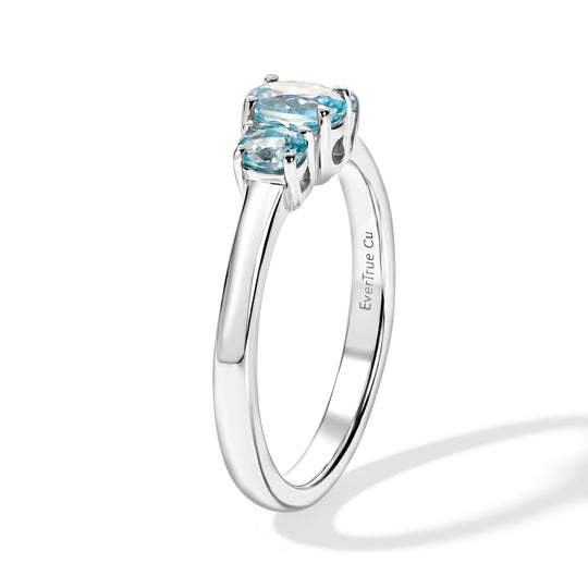 EVER TRUE Blauer Zirkon Ring 950 Kupfer (Größe 20.00) ca. 1,27 ct