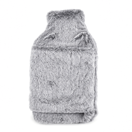 Wärmflasche mit weichem Kunstfellbezug, 2 L, 21 x 36 cm, Lavendel