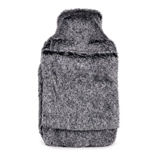 Wärmflasche mit weichem Kunstfellbezug, 2 L, 21 x 36 cm, Lavendel
