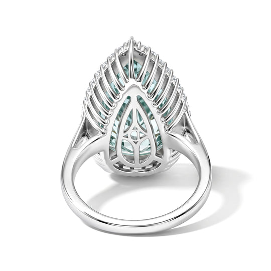 D'Joy Paraiba Moissanit Ring 925 Silber Rhodiniert (Größe 17.00) ca. 11.42 ct