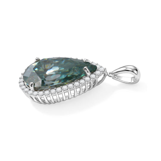 D'Joy Paraiba Moissanit Anhänger 925 Silber Rhodiniert ca. 11,42 ct.